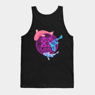 Double Happiness Koi Fish Blush Pink with Purple Symbol - Hong Kong Retro Tank Top